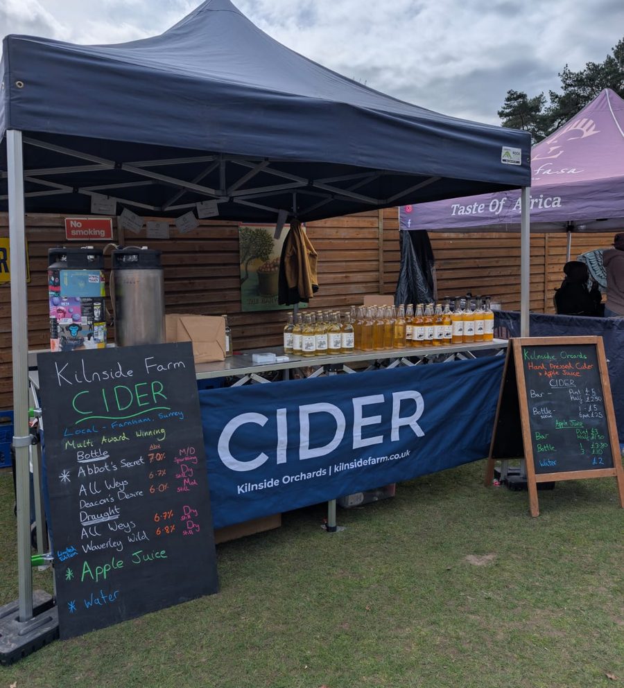 The chalkboard menu at the cider stall